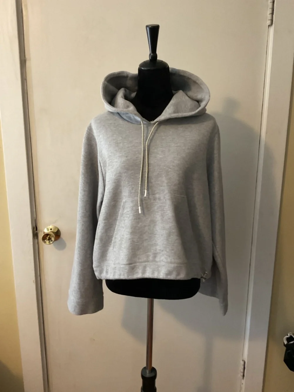 J.Crew Gray Bell Sleeve Pullover Hoodie Sweatshirt Size L